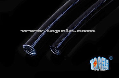 κυματοειδής ευέλικτος αγωγός Γκρι / Μαύρο PVC επικαλυμμένο Ηλεκτρικό Ζυγισμένο Χάλυβα Ευέλικτος σωλήνας